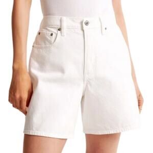 Abercrombie & Fitch The Loose Short High Rise Denim Shorts White Size 10 / 30